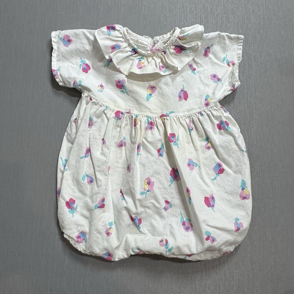 Vintage Wee Clancy x Hanna Andersson Girls 6-12 Month 70 cm Floral Bubble Romper